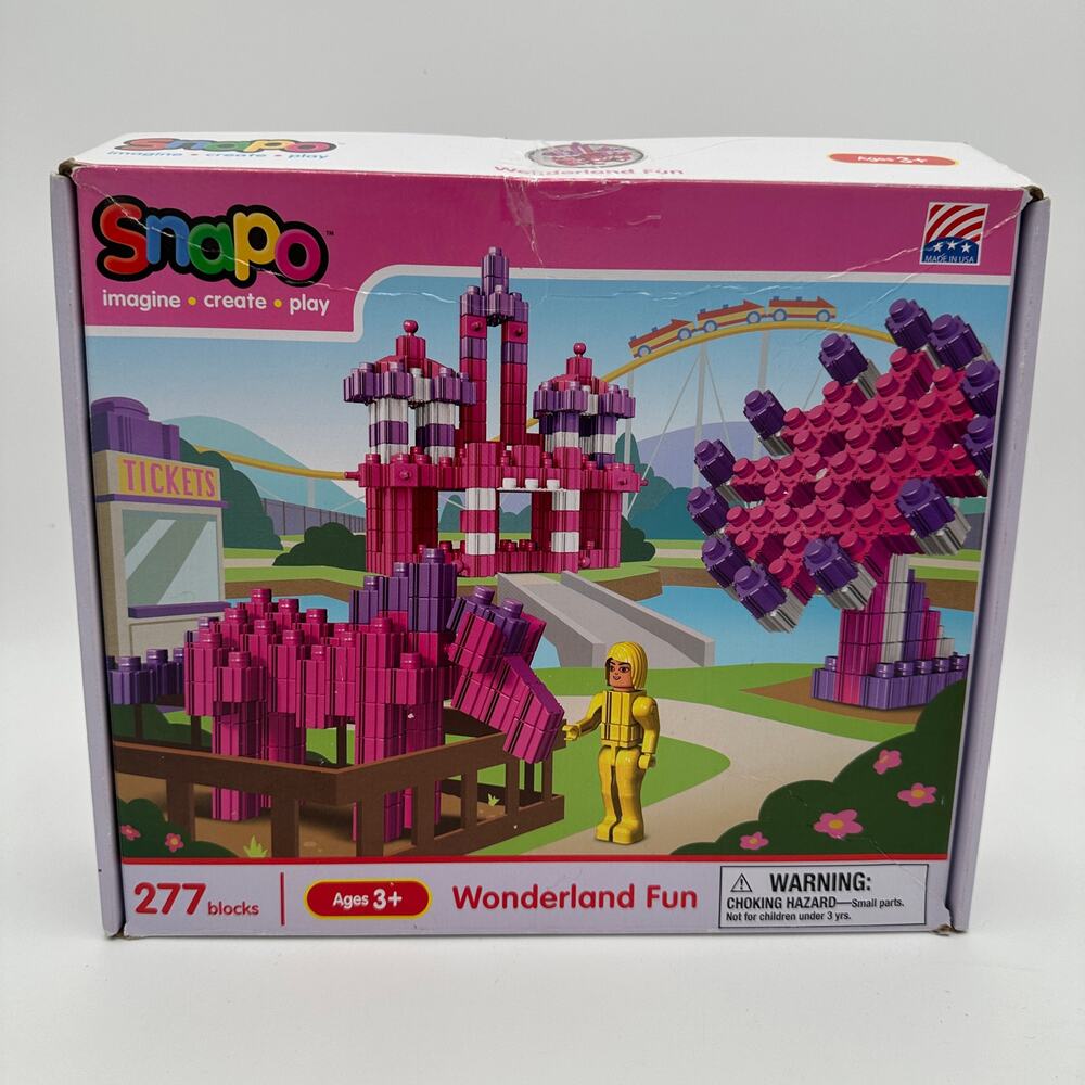 Snapo Blocks, Wonderland Fun, Snap Together Blocks Pink Yellow Toys Age 3+